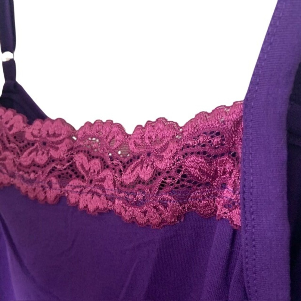 Chico's NWT Size 3 Purple Top Lace Trim Blouse Romantic Boho Festival Layering